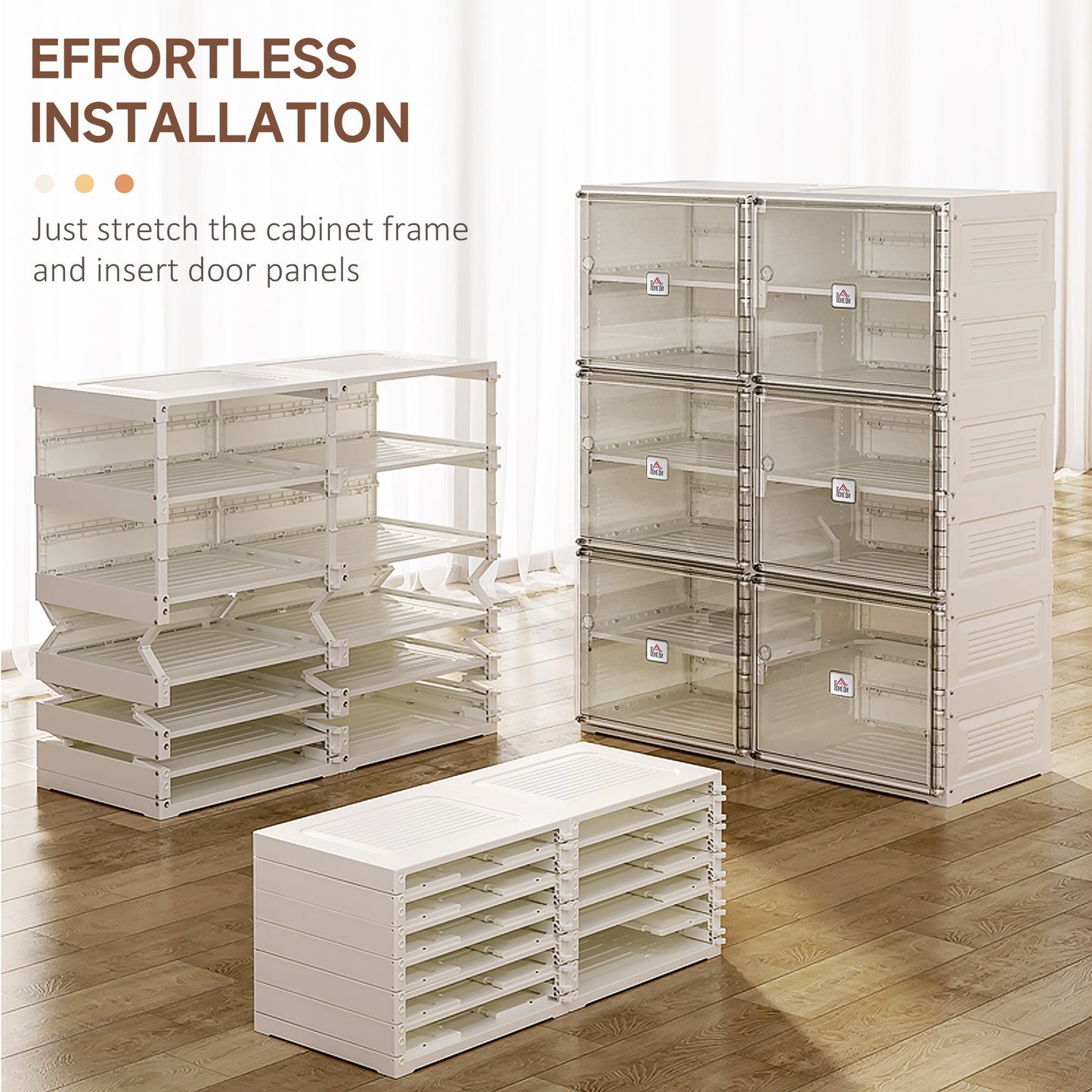 Modular 20-Pair Shoe Storage Box with Magnetic Doors, Folding Organizer, White Shoe Storage Cabinets & Racks   at Gallery Canada