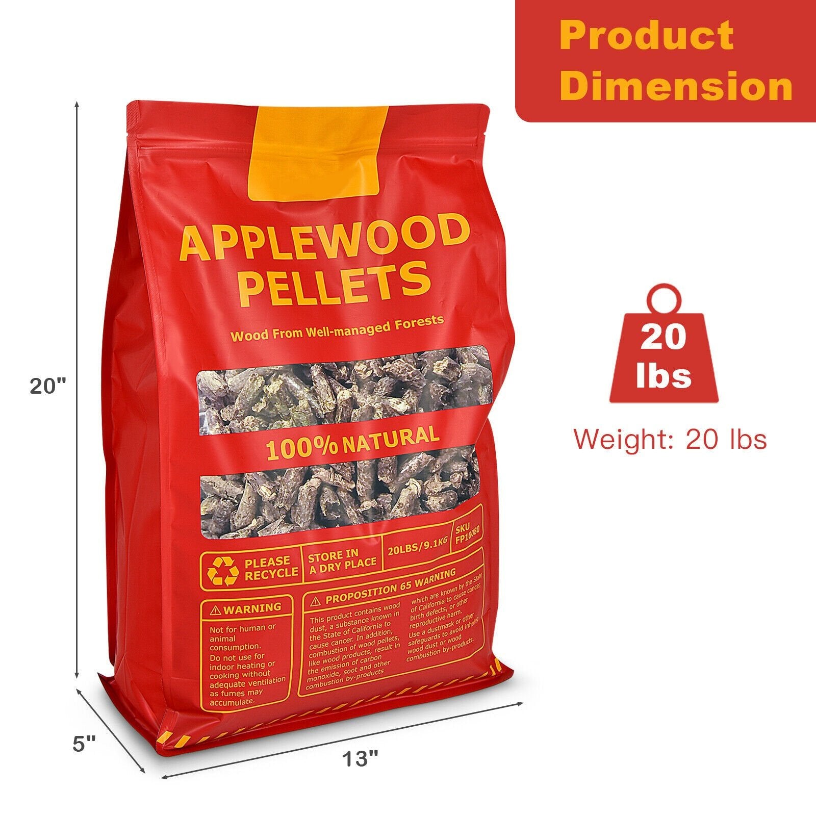 20 Pounds Apple Wood Pellets 100% All-Natural for Pellet Grills, Natural Outdoor Grills   at Gallery Canada