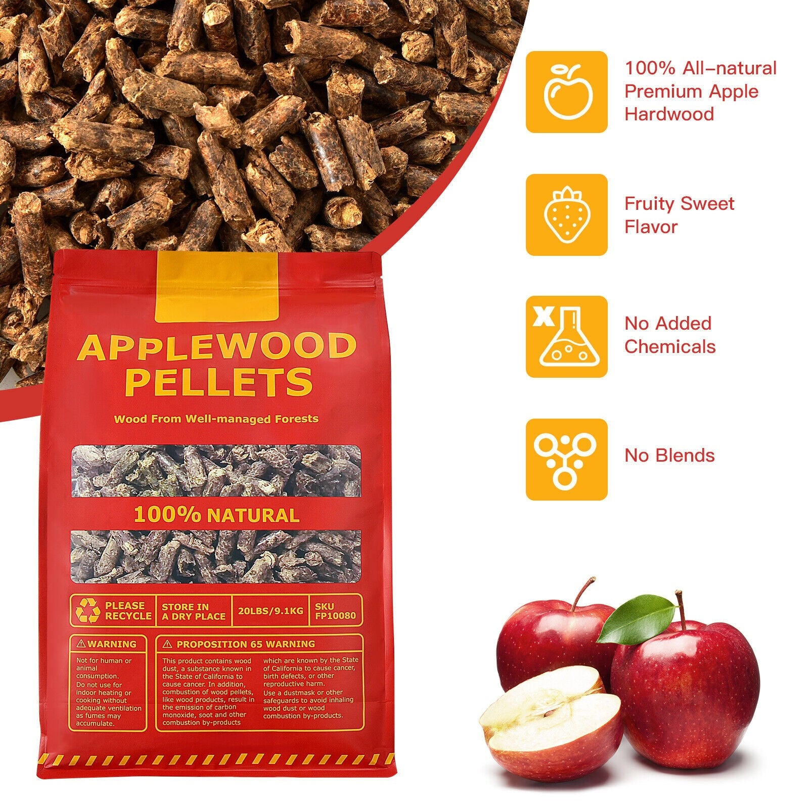 20 Pounds Apple Wood Pellets 100% All-Natural for Pellet Grills, Natural Outdoor Grills   at Gallery Canada