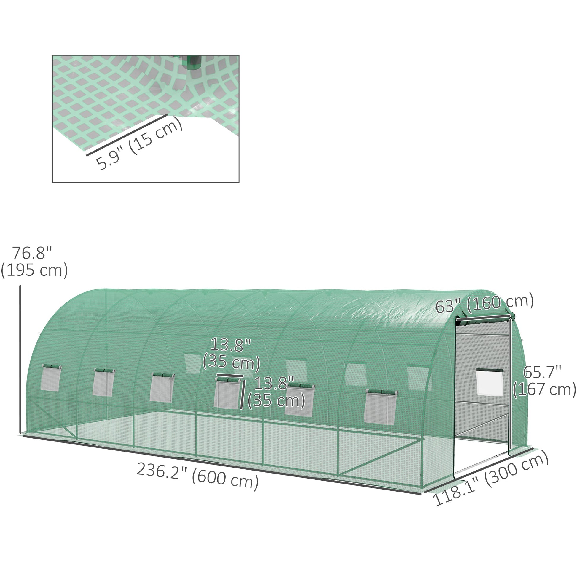 20' x 10' Walk-in Greenhouse with Sprinkler System, Tunnel Green House with Wide Roll-up Door, 12 Mesh Windows, Green Tunnel Greenhouses   at Gallery Canada