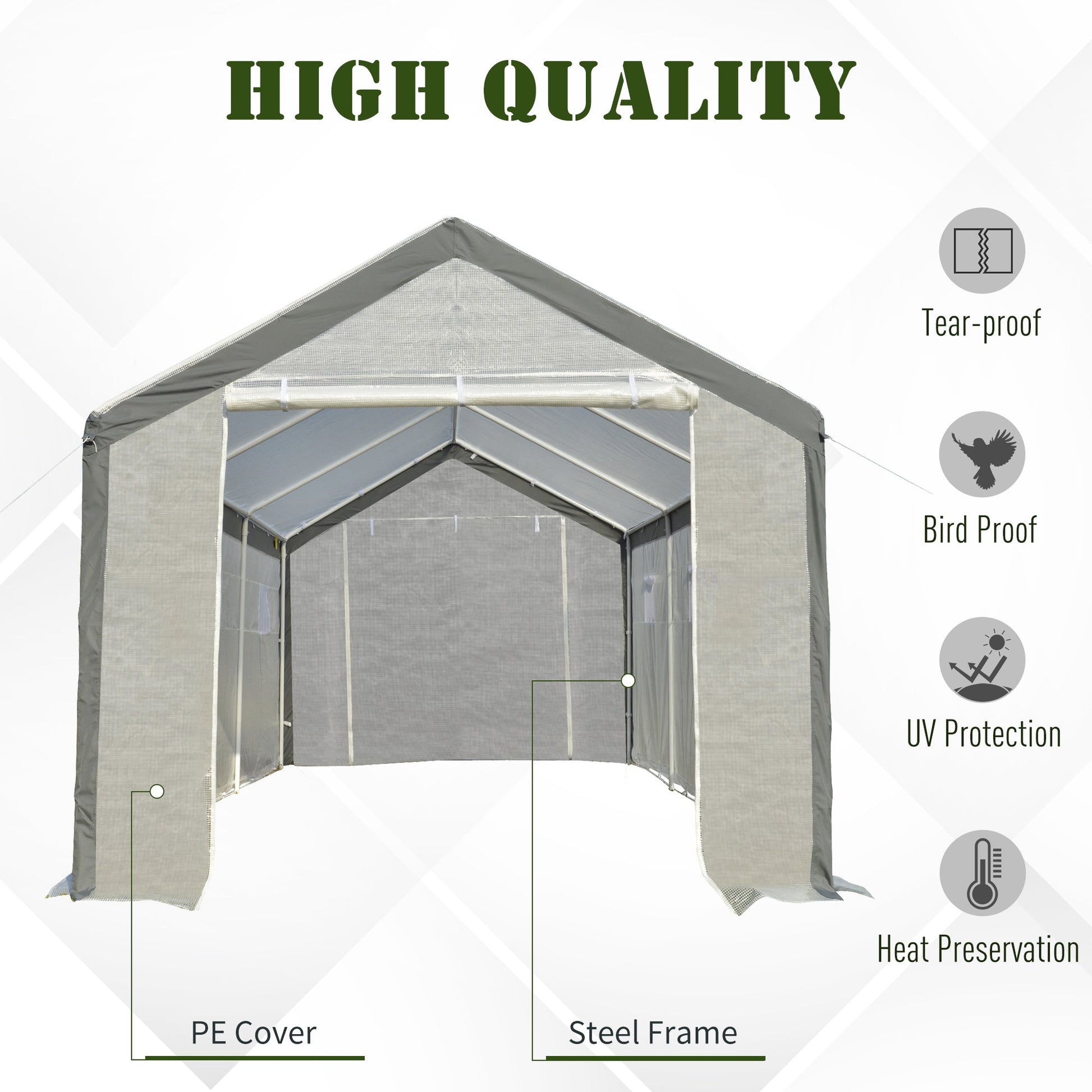 20' x 10' x 9' Walk-in Greenhouse with Roll Up Doors &; 6 Windows Plant Growth Warm House Outdoor, PE Cover, White Walk In Greenhouses   at Gallery Canada