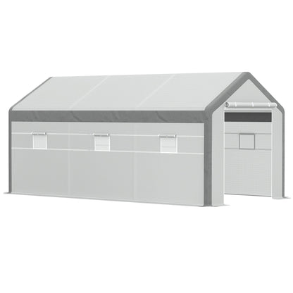 20' x 10' x 9' Walk-in Greenhouse with Roll Up Doors &; 6 Windows Plant Growth Warm House Outdoor, PE Cover, White Walk In Greenhouses White  at Gallery Canada