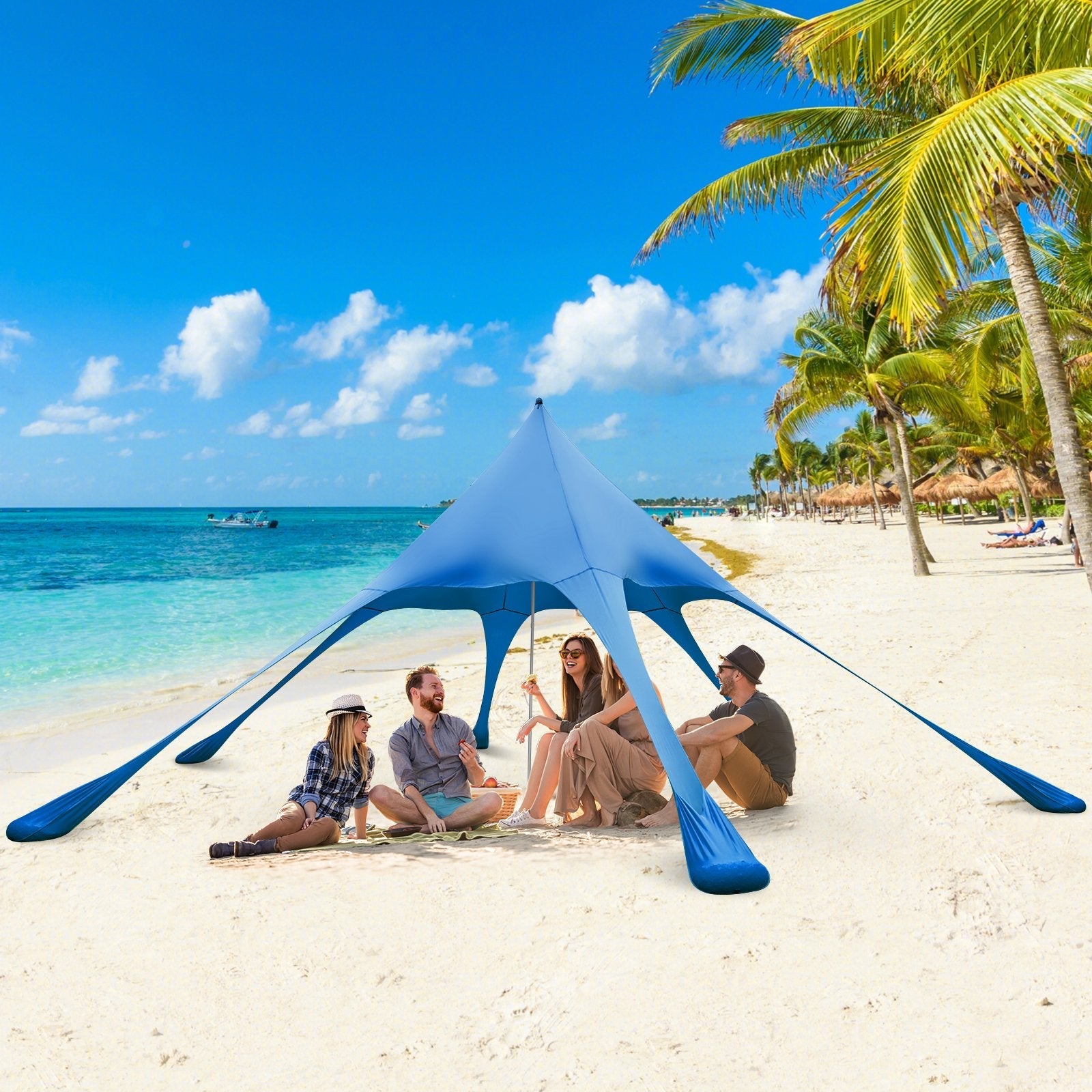 20 x 20 Feet Beach Canopy Tent with UPF50+ Sun Protection and Shovel, Blue Canopies   at Gallery Canada