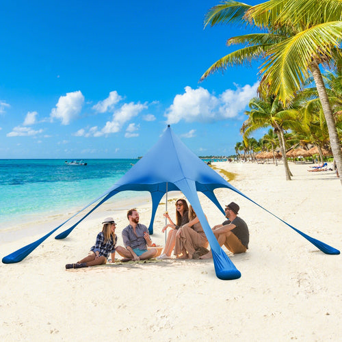 20 x 20 Feet Beach Canopy Tent with UPF50+ Sun Protection and Shovel, Blue