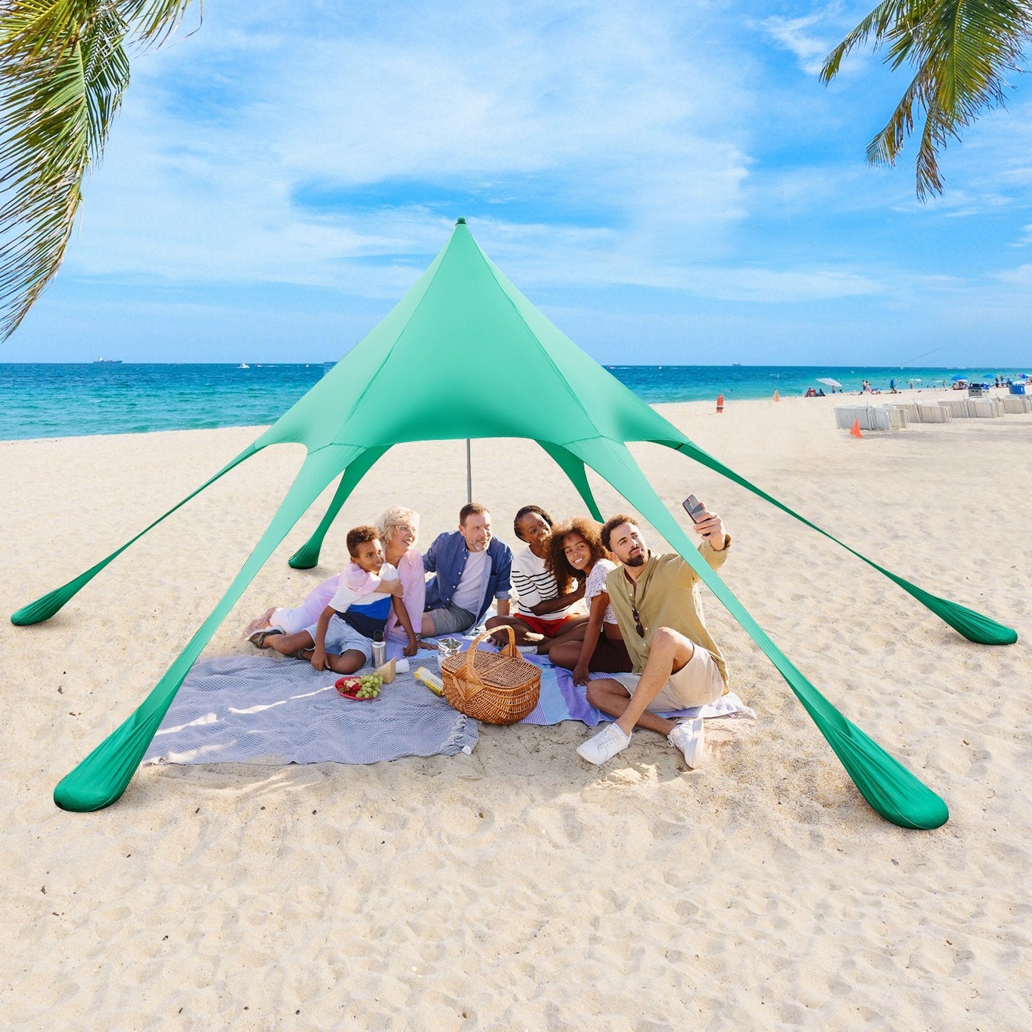 20 x 20 Feet Beach Canopy Tent with UPF50+ Sun Protection and Shovel, Green Canopies   at Gallery Canada