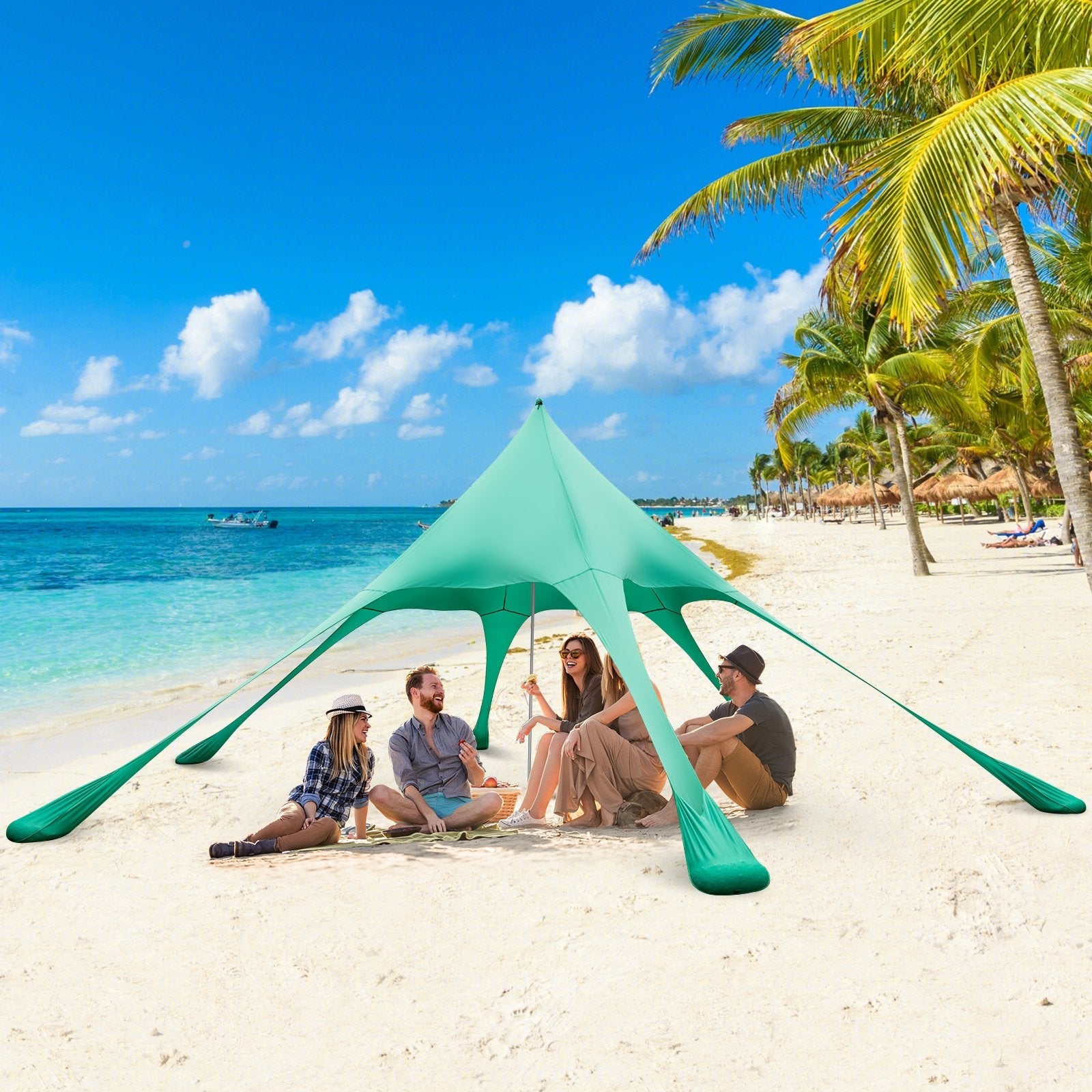 20 x 20 Feet Beach Canopy Tent with UPF50+ Sun Protection and Shovel, Green Canopies   at Gallery Canada