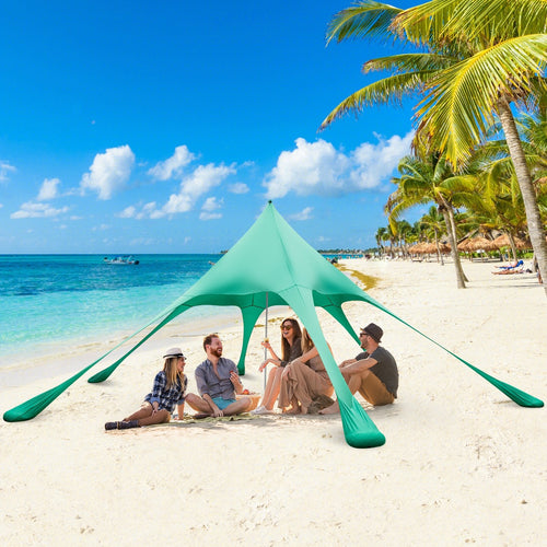 20 x 20 Feet Beach Canopy Tent with UPF50+ Sun Protection and Shovel, Green