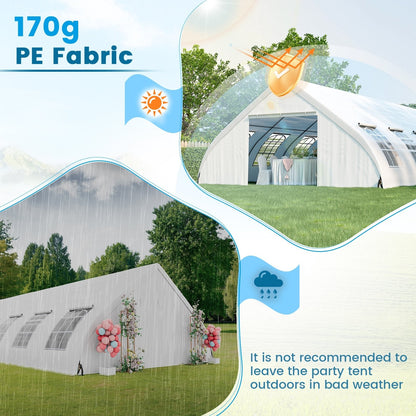 20 x 40 FT Peach Shaped Party Tent Wedding Canopy with Zipper Doors, White Canopies   at Gallery Canada