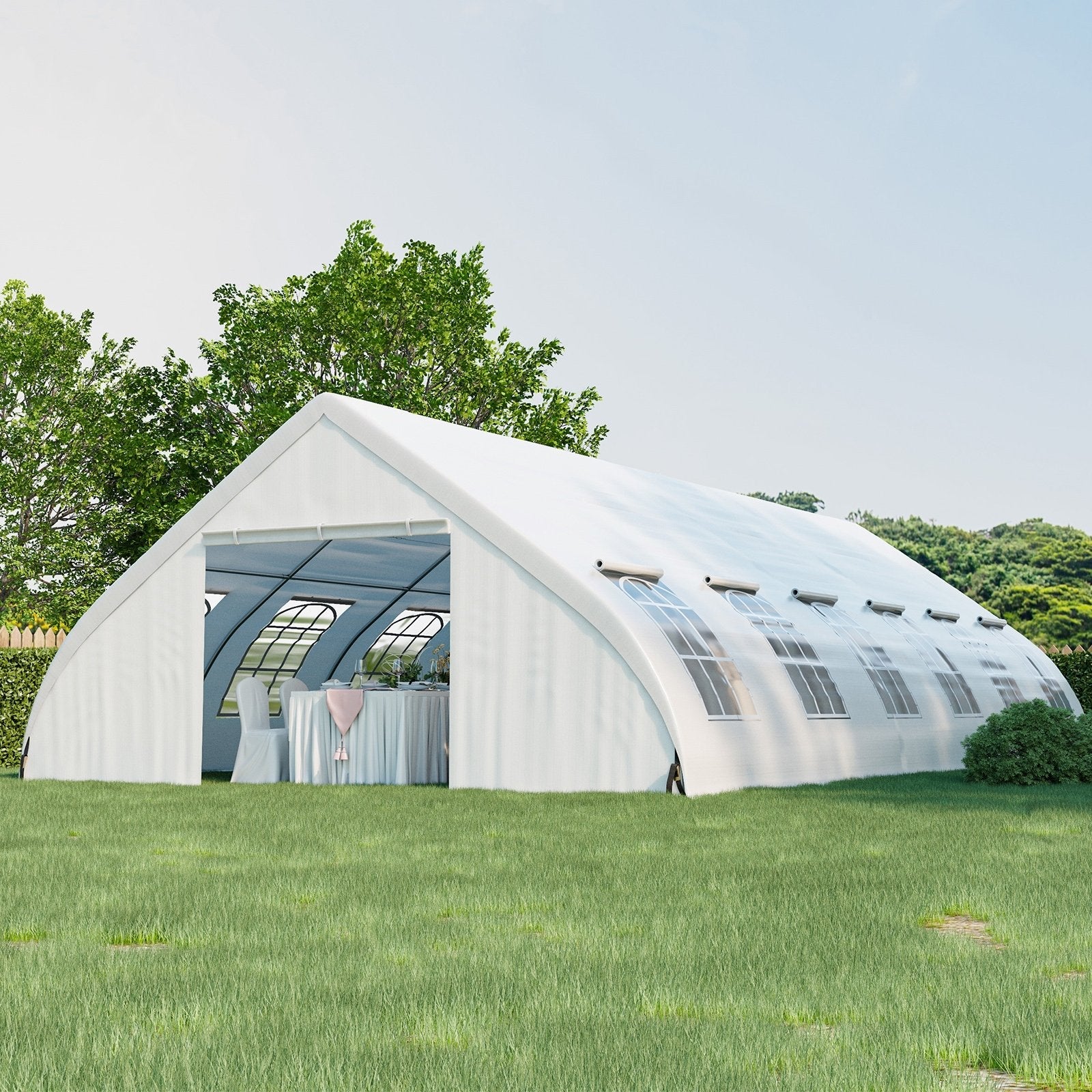 20 x 40 FT Peach Shaped Party Tent Wedding Canopy with Zipper Doors, White Canopies   at Gallery Canada