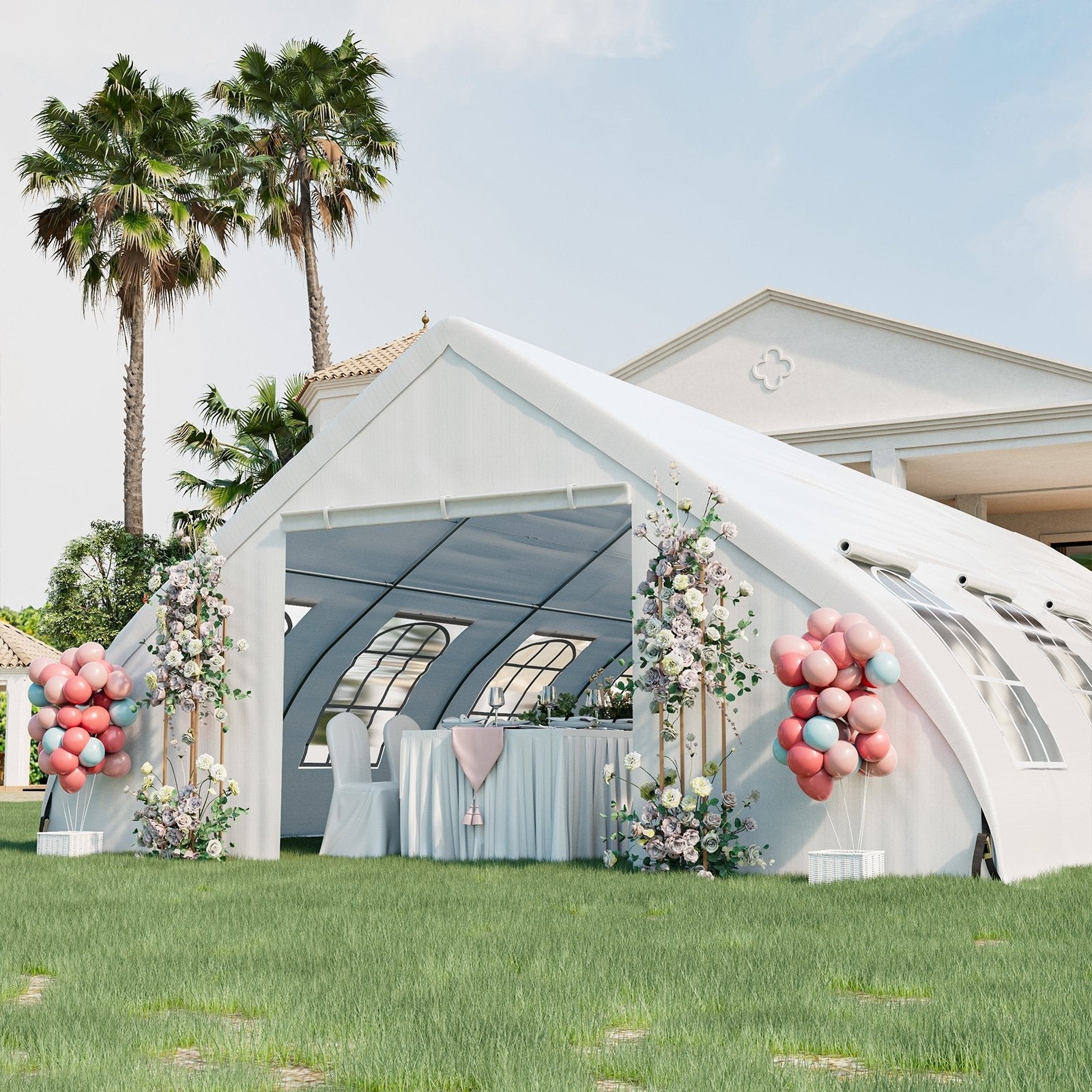 20 x 40 FT Peach Shaped Party Tent Wedding Canopy with Zipper Doors, White Canopies   at Gallery Canada