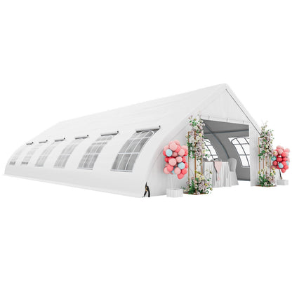 20 x 40 FT Peach Shaped Party Tent Wedding Canopy with Zipper Doors, White Canopies   at Gallery Canada