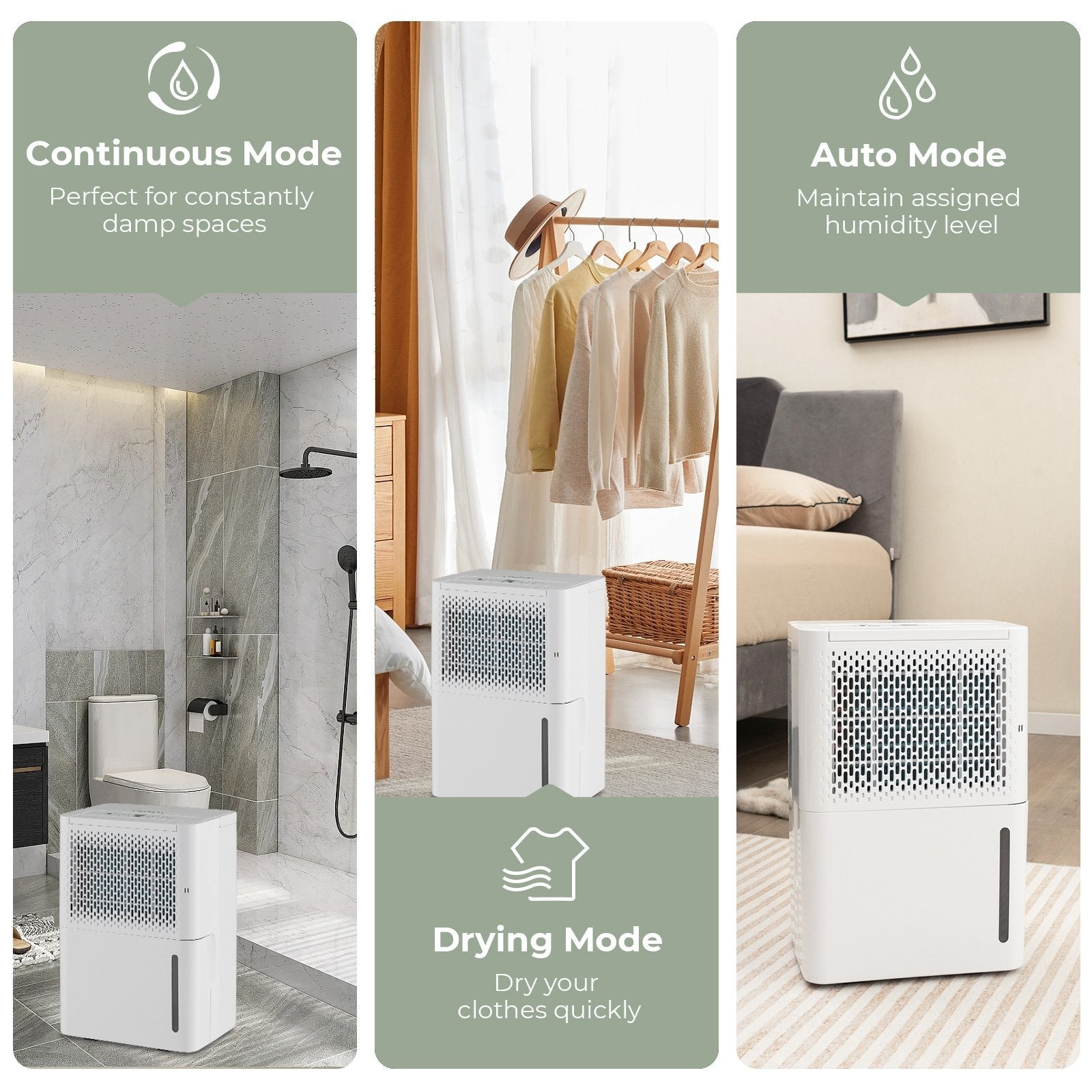 2000 Sq. Ft 32 Pint Dehumidifier with Continuous/Drying/Auto Mode, White Dehumidifiers   at Gallery Canada