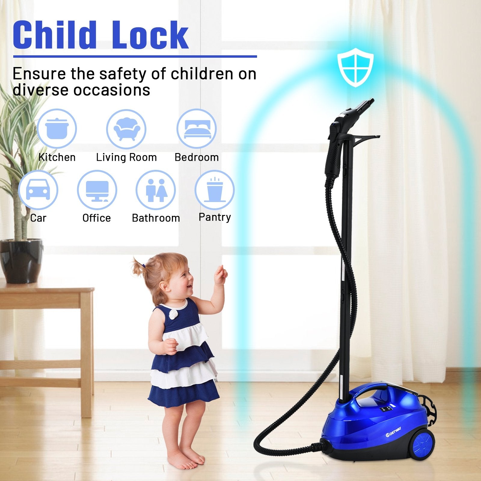 2000W Heavy Duty Multi-purpose Steam Cleaner Mop with Detachable Handheld Unit, Blue Vacuums & Cleaners   at Gallery Canada