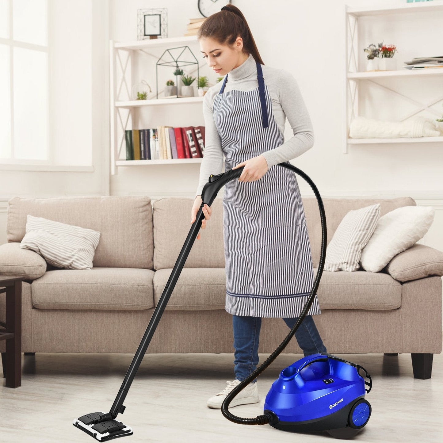 2000W Heavy Duty Multi-purpose Steam Cleaner Mop with Detachable Handheld Unit, Blue Vacuums & Cleaners   at Gallery Canada