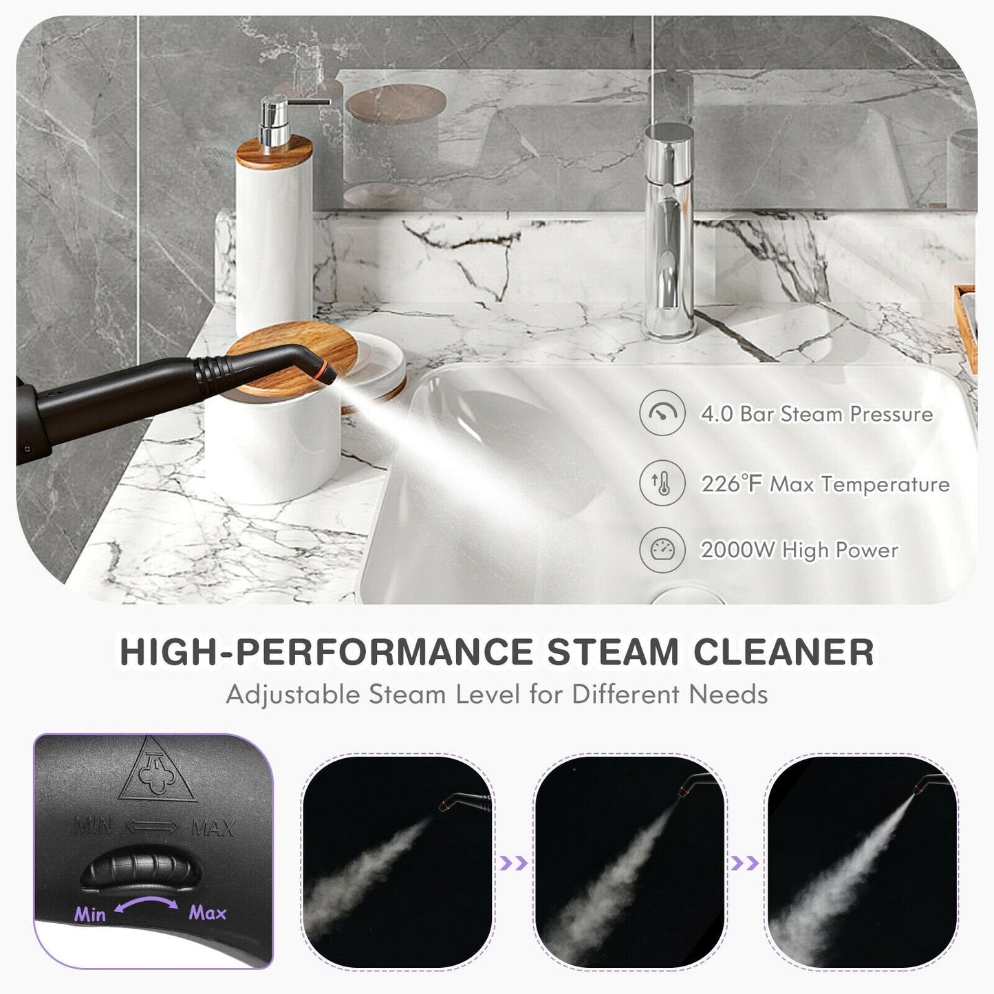 2000W Heavy Duty Multi-purpose Steam Cleaner Mop with Detachable Handheld Unit, Purple Vacuums & Cleaners   at Gallery Canada