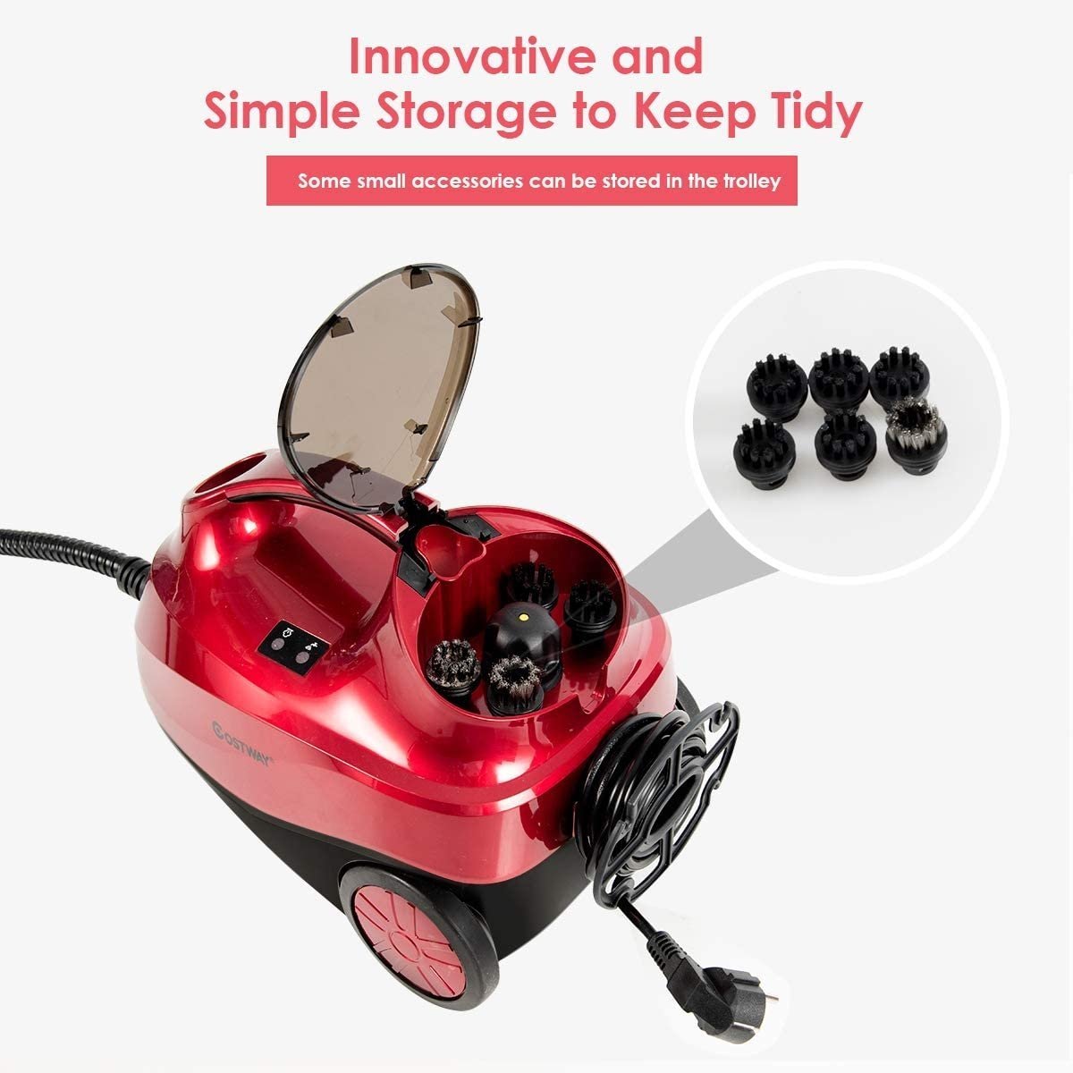 2000W Heavy Duty Multi-purpose Steam Cleaner Mop with Detachable Handheld Unit, Red Vacuums & Cleaners   at Gallery Canada