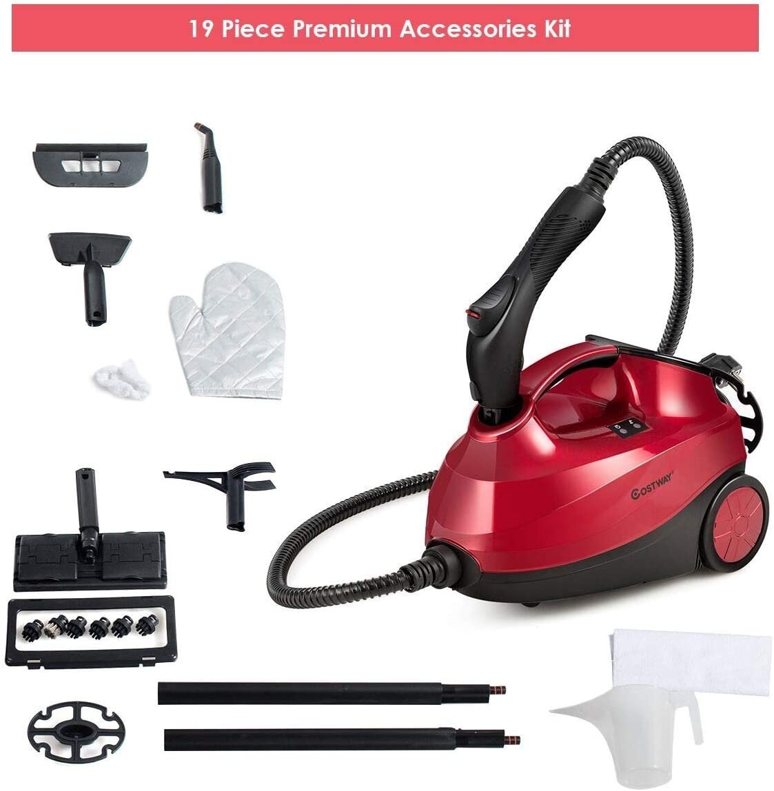 2000W Heavy Duty Multi-purpose Steam Cleaner Mop with Detachable Handheld Unit, Red Vacuums & Cleaners   at Gallery Canada