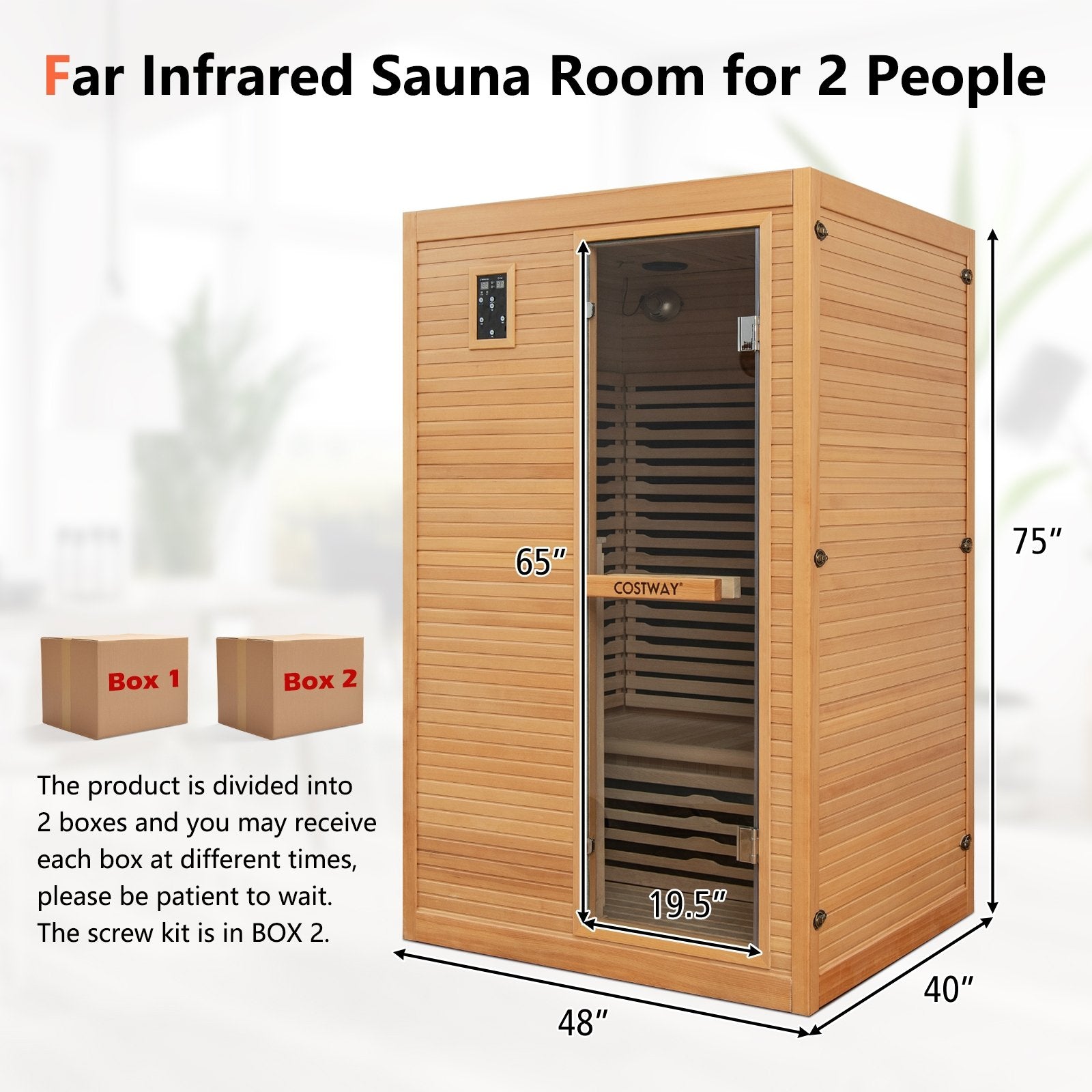 2024 New 2 People Far Infrared Wooden Sauna Room with Free Red Light Therapy for Home, Natural Massage   at Gallery Canada