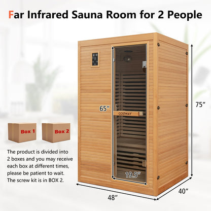 2024 New 2 People Far Infrared Wooden Sauna Room with Free Red Light Therapy for Home, Natural Massage   at Gallery Canada