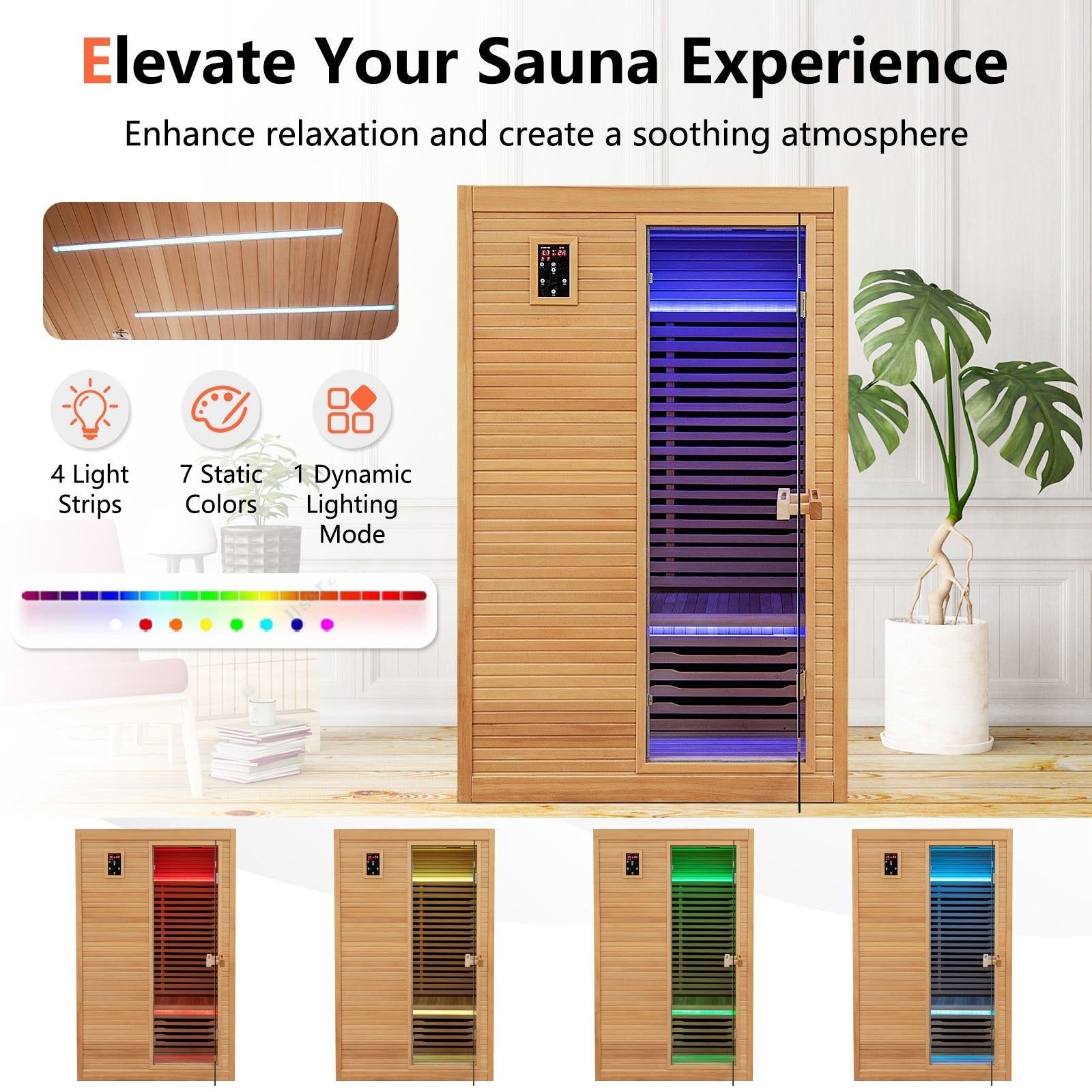 2024 New 2 People Far Infrared Wooden Sauna Room with Free Red Light Therapy for Home, Natural Massage   at Gallery Canada