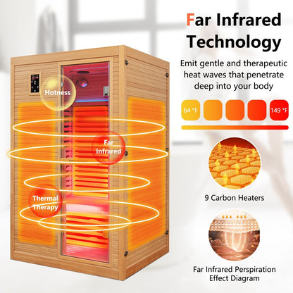 2024 New 2 People Far Infrared Wooden Sauna Room with Free Red Light Therapy for Home, Natural Massage   at Gallery Canada