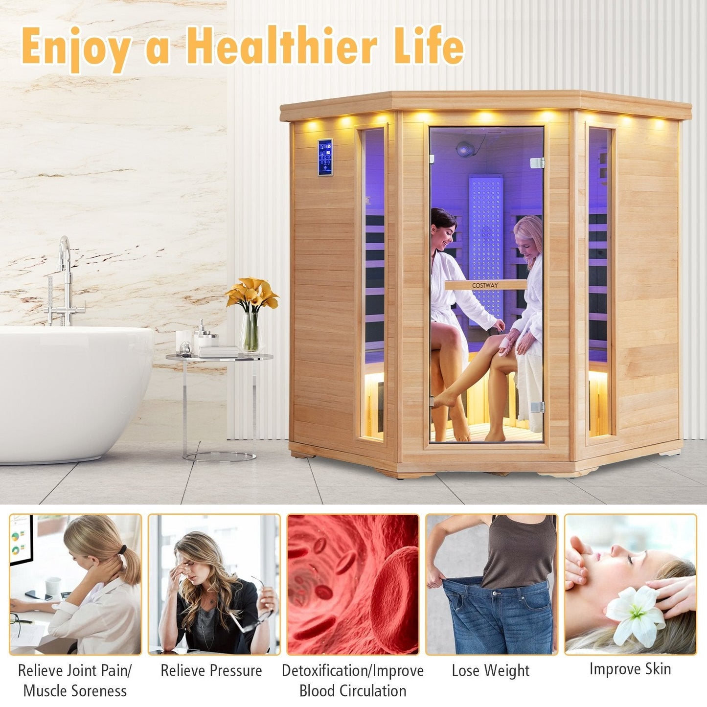 2024 New Model Premium 3-5 People Corner Far Infrared Wooden Sauna For Home, Natural Massage   at Gallery Canada