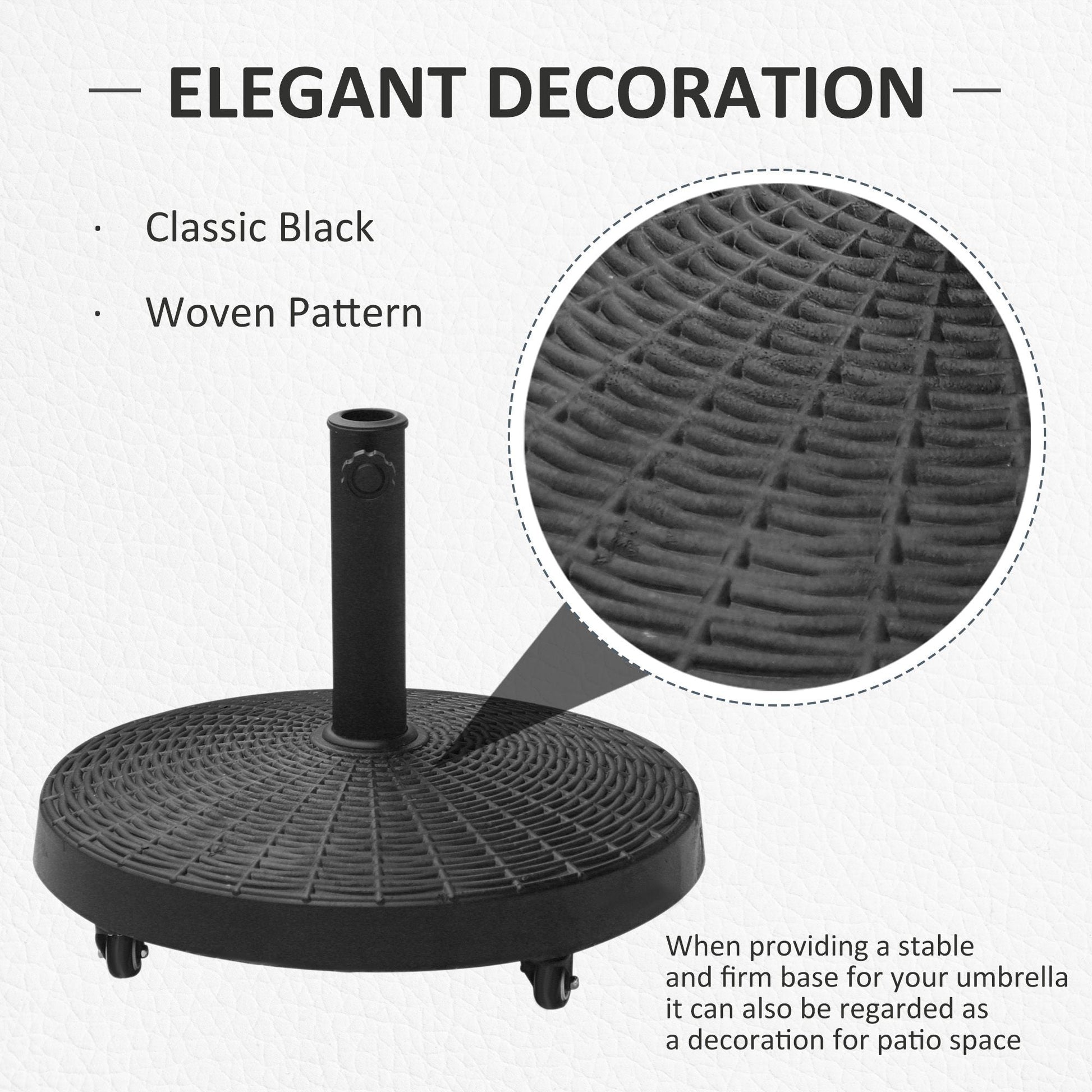 20.5" Round Parasol Base Resin Patio Umbrella Base Garden Parasol Holder Outdoor Offset Weight Stand with Wheels Black Umbrella Bases   at Gallery Canada