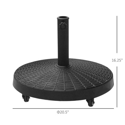 20.5" Round Parasol Base Resin Patio Umbrella Base Garden Parasol Holder Outdoor Offset Weight Stand with Wheels Black Umbrella Bases   at Gallery Canada