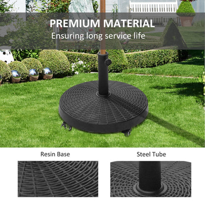 20.5" Round Parasol Base Resin Patio Umbrella Base Garden Parasol Holder Outdoor Offset Weight Stand with Wheels Black Umbrella Bases   at Gallery Canada