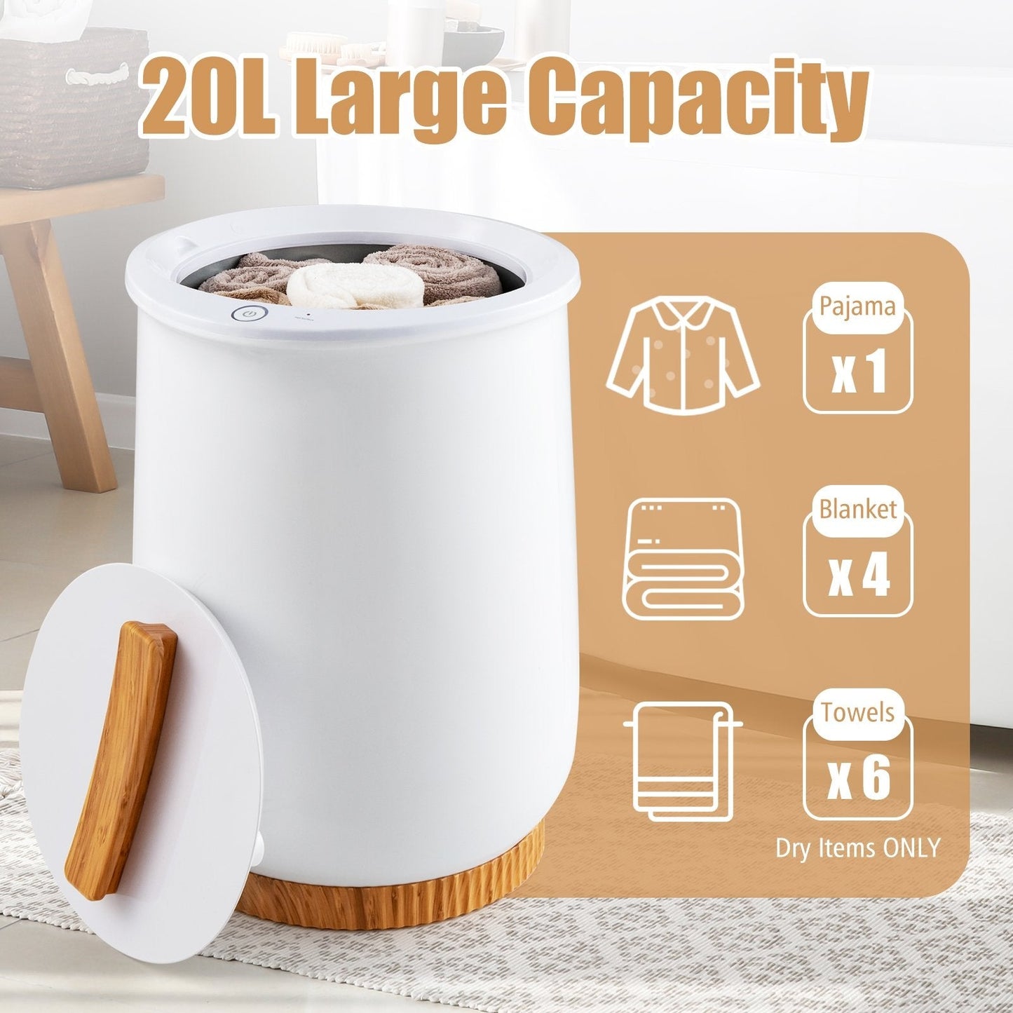 20L Hot Towel Bucket with 1-Minute Quick Heating and 60-Minute Auto Shut off, White Dryers   at Gallery Canada