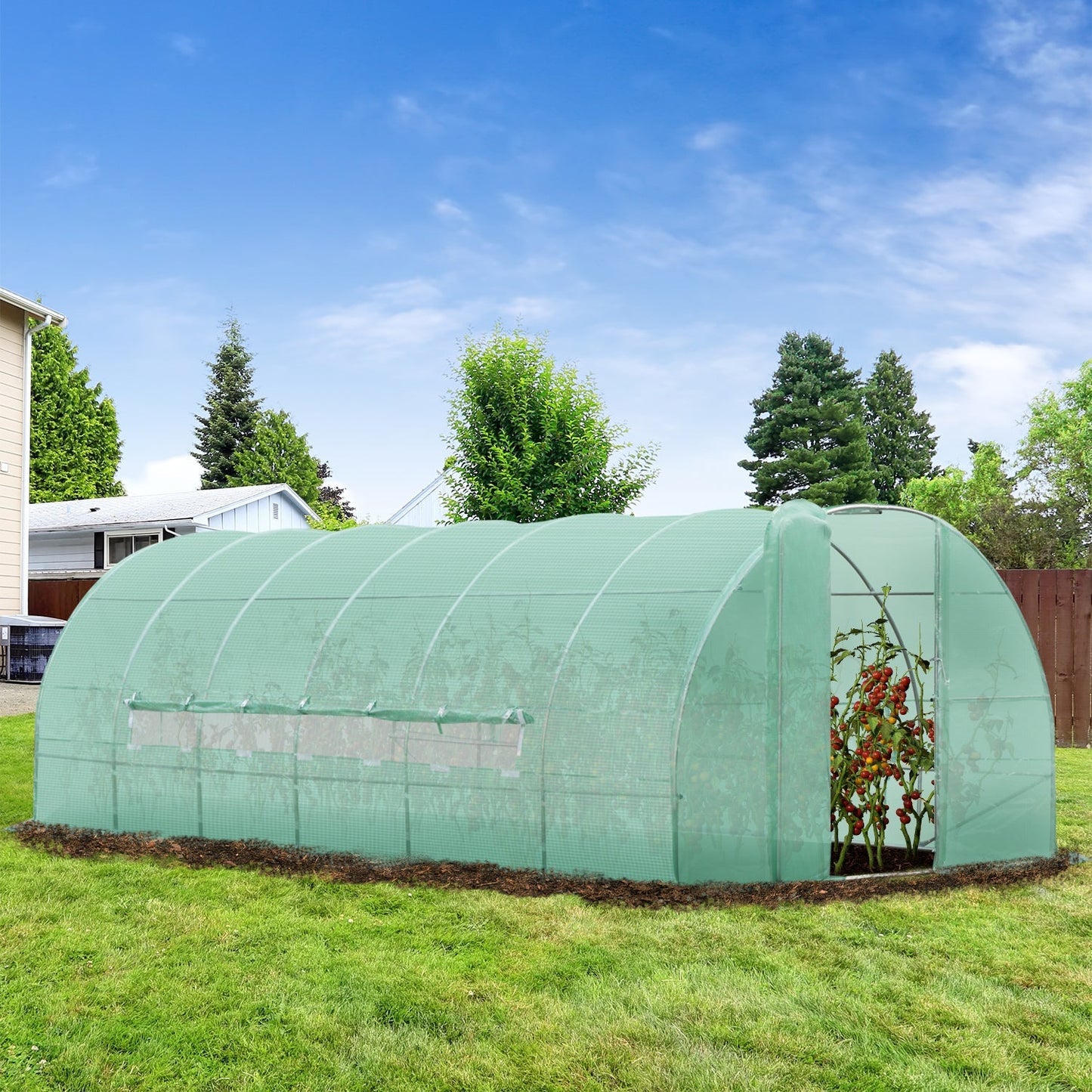 20x10x6.6ft Heavy Duty Outdoor Walk-in Tunnel Greenhouse Portable Garden Planting Warm House with PE Cover Green Portable Greenhouses   at Gallery Canada