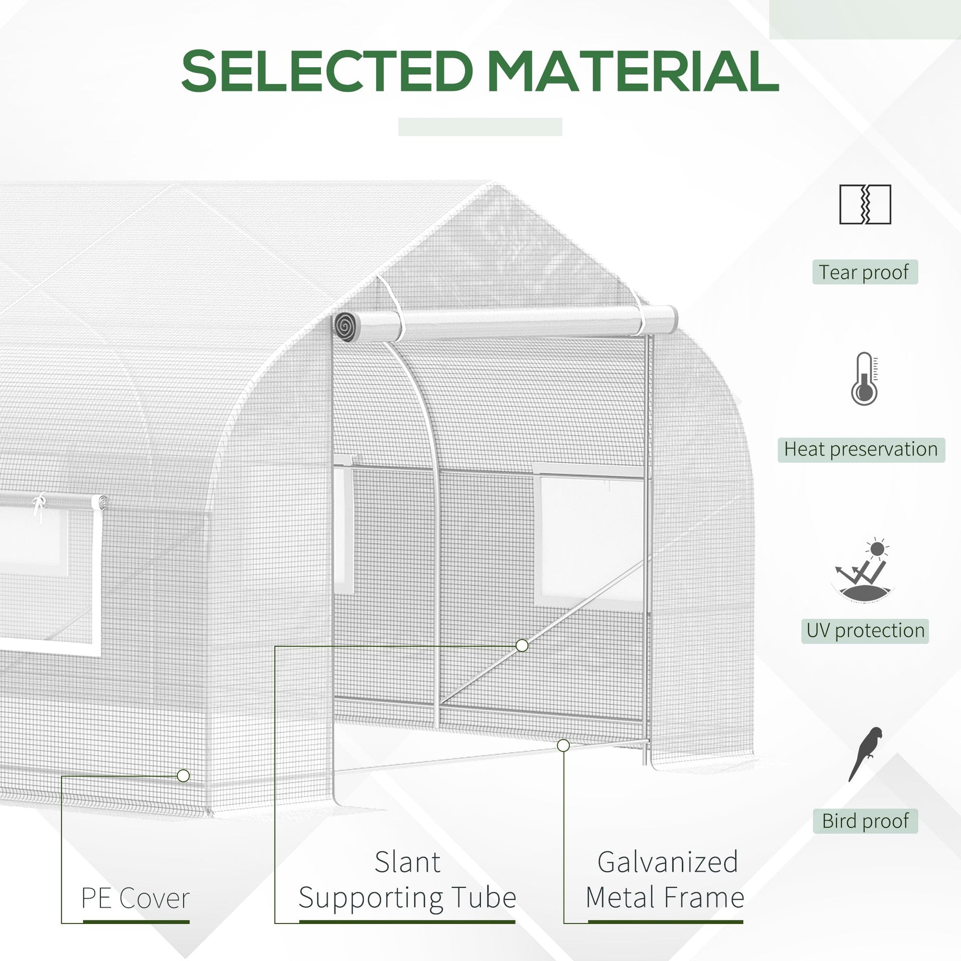 20x10x7ft Walk-in Steeple Greenhouse Outdoor Backyard Plant Seed Growth Tunnel Shed Warm House with 2 Anchor Way White Walk In Greenhouses   at Gallery Canada