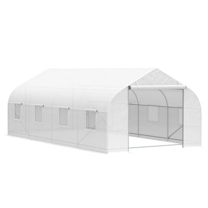 20x10x7ft Walk-in Steeple Greenhouse Outdoor Backyard Plant Seed Growth Tunnel Shed Warm House with 2 Anchor Way White Walk In Greenhouses White  at Gallery Canada