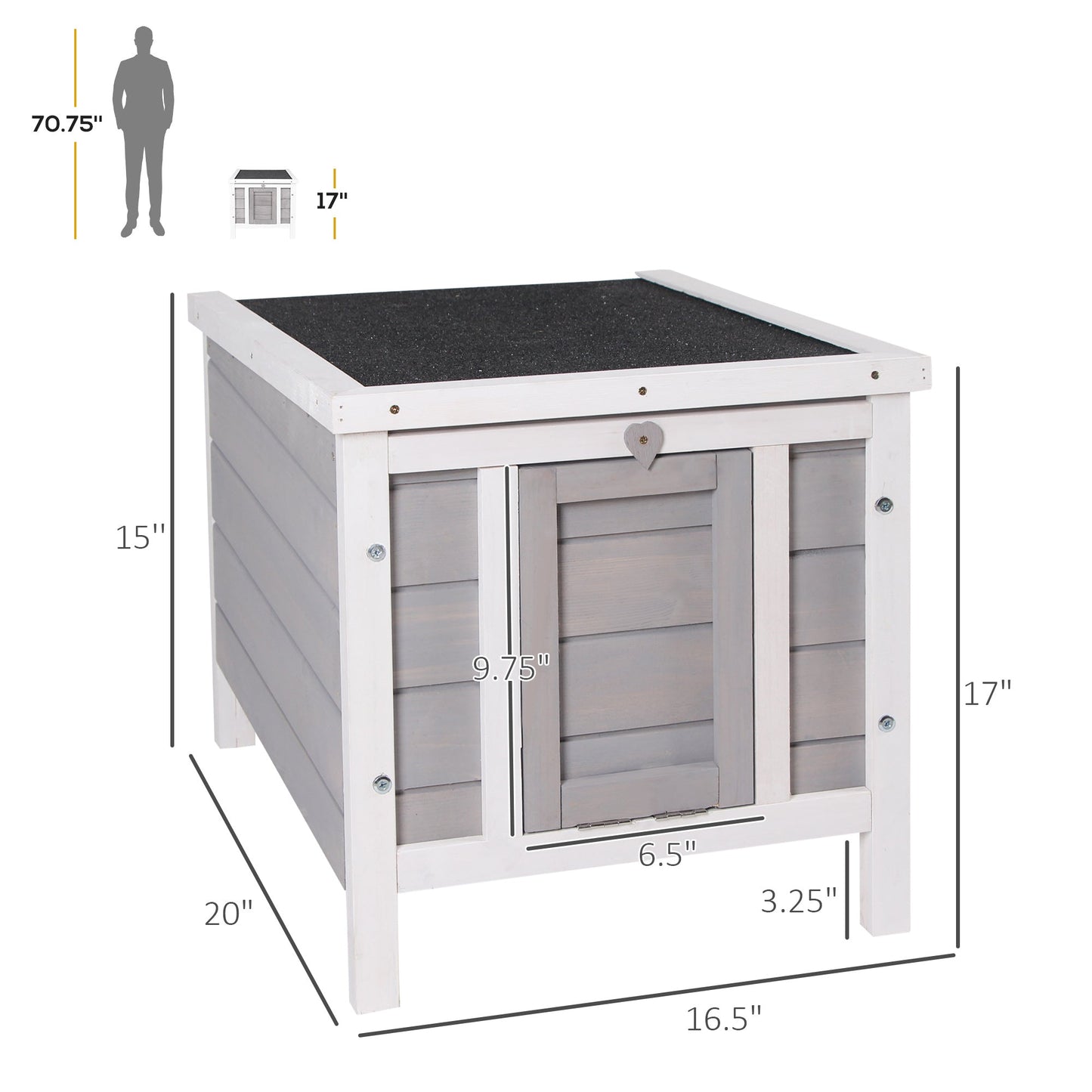 20"x16.5"x17" Wooden Rabbit Hutch Small Animal House Bunny Guinea Pig Pet Cage Coop Cat Shelter Grey Rabbit Hutch   at Gallery Canada