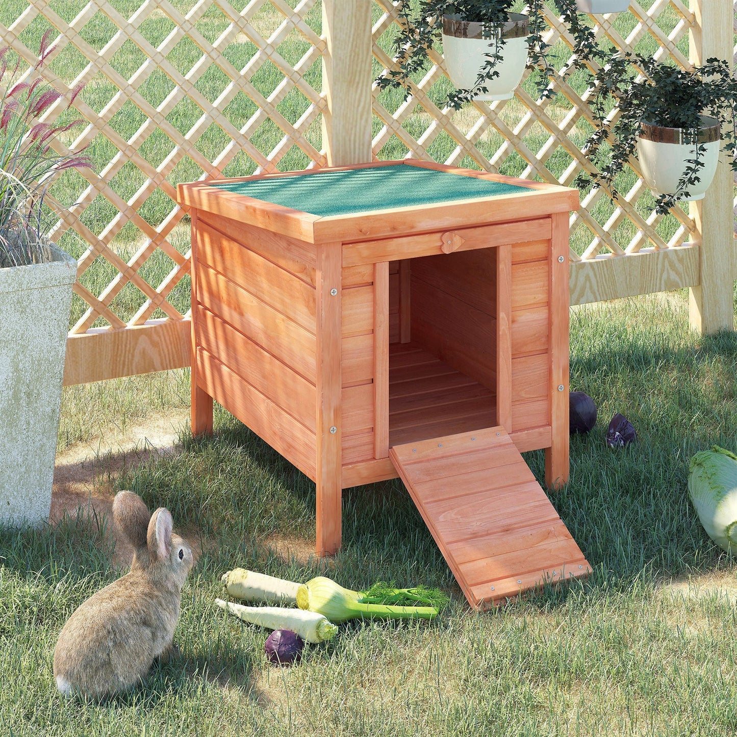 20"x16.5"x17" Wooden Rabbit Hutch Small Animal House Bunny Guinea Pig Pet Cage Coop Cat Shelter Orange Rabbit Hutch   at Gallery Canada