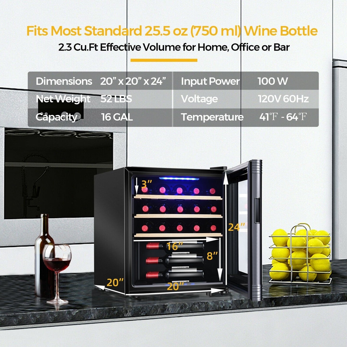 21 Bottle Compressor Wine Cooler Refrigerator with Digital Control, Black Wine & Beverage Coolers   at Gallery Canada