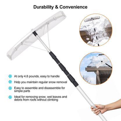 21 Feet Aluminum Large Poly Blade Telescoping Snow Roof Rake, White Snow Removal   at Gallery Canada