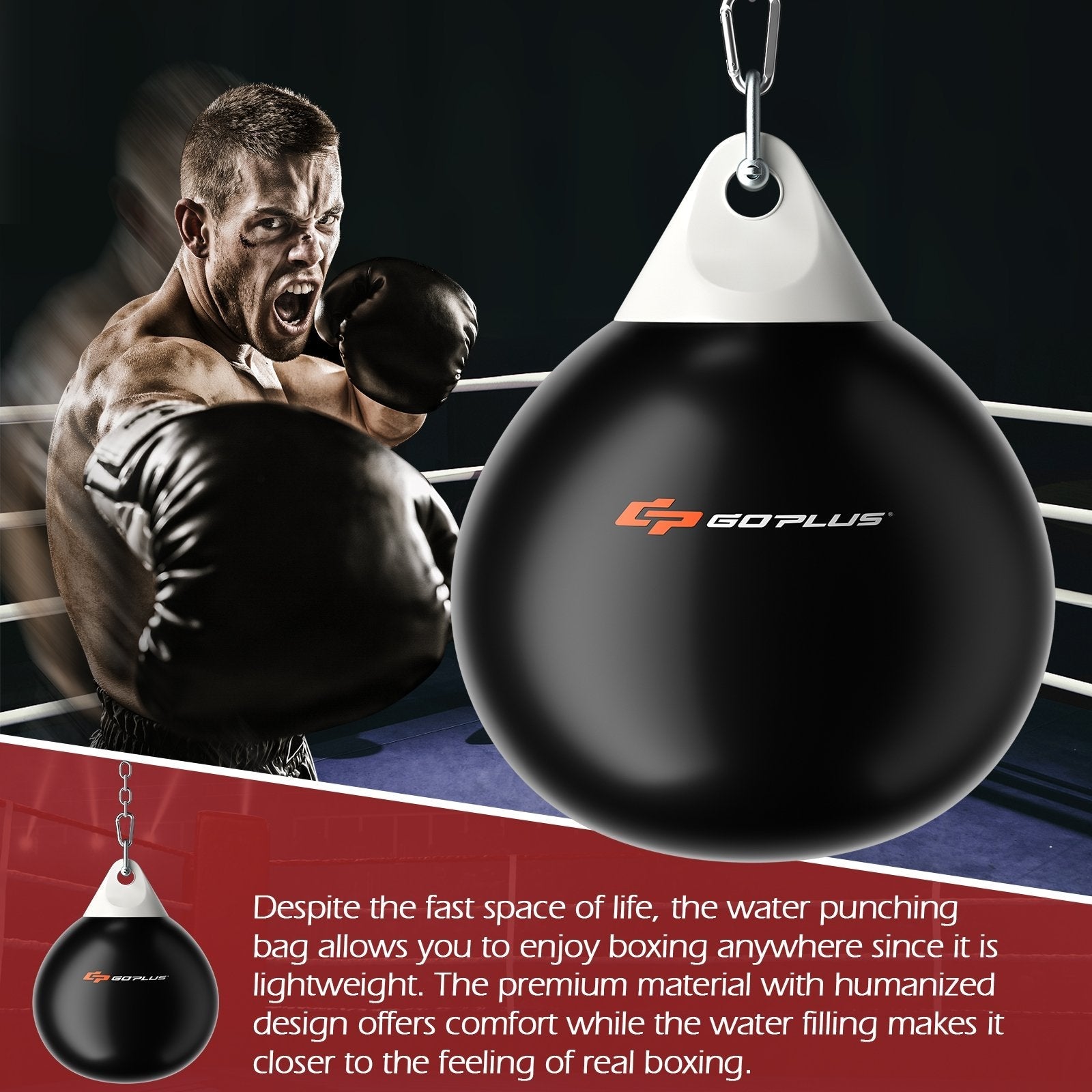 21 Inch Water Punching Bag with Adjustable Metal Chain, Black Boxing & Martial Arts   at Gallery Canada