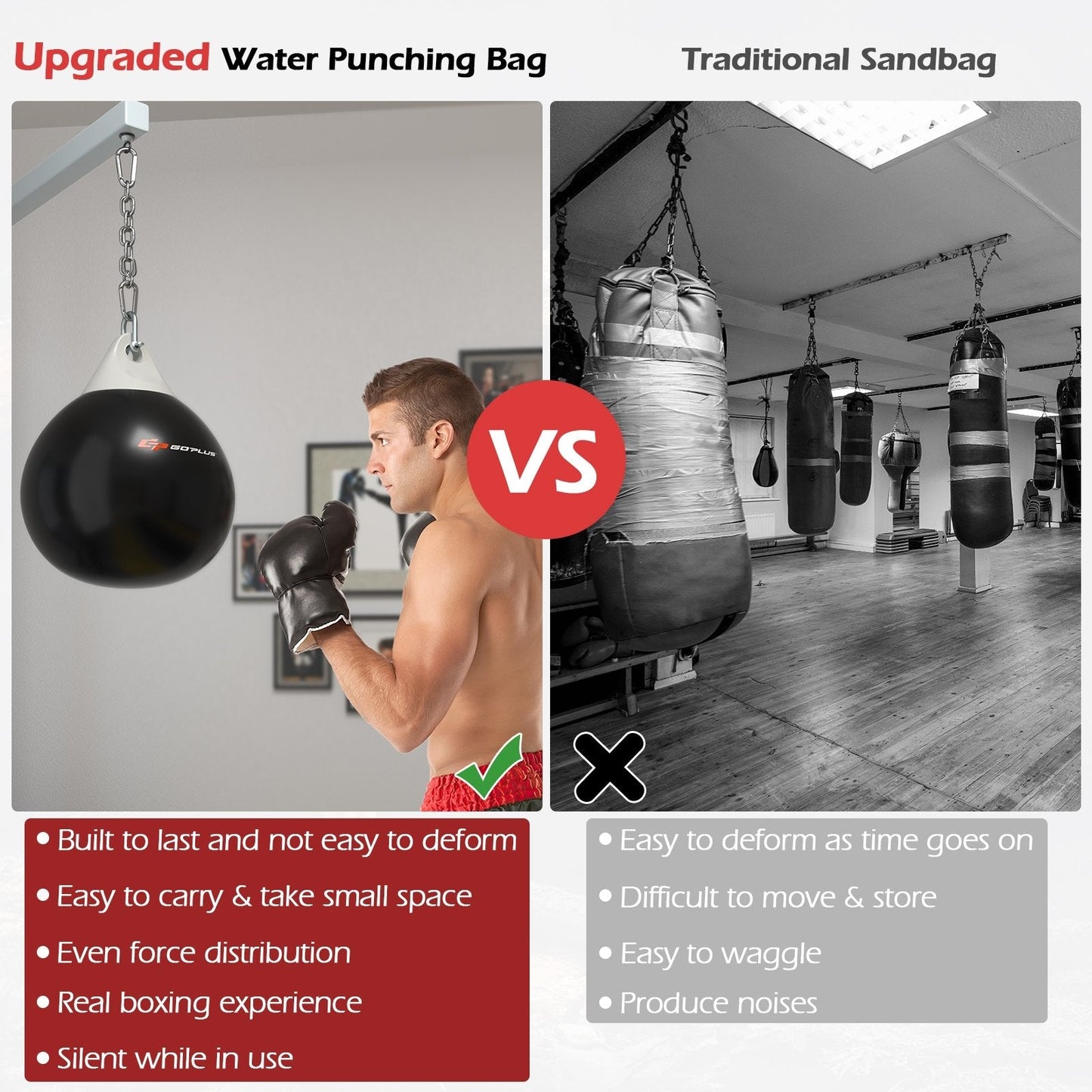 21 Inch Water Punching Bag with Adjustable Metal Chain, Black Boxing & Martial Arts   at Gallery Canada