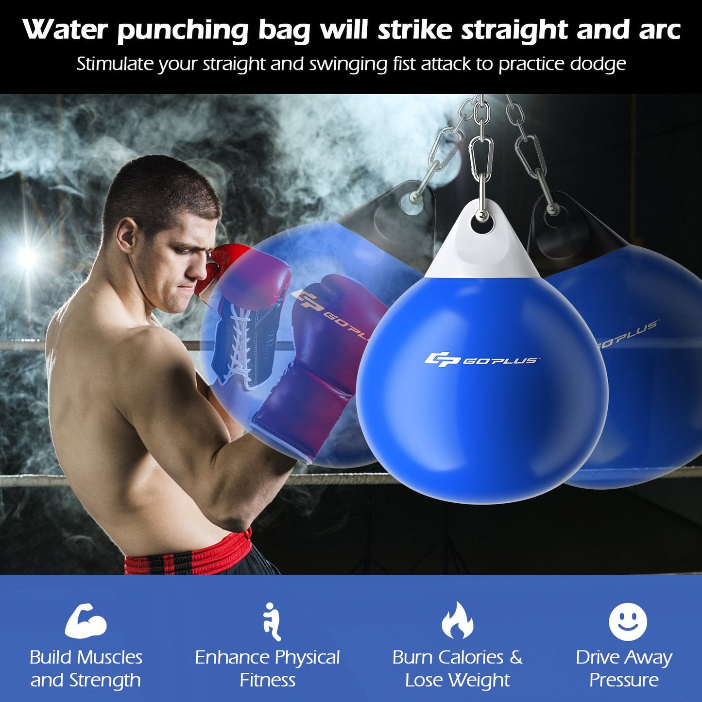 21 Inch Water Punching Bag with Adjustable Metal Chain, Blue Boxing & Martial Arts   at Gallery Canada