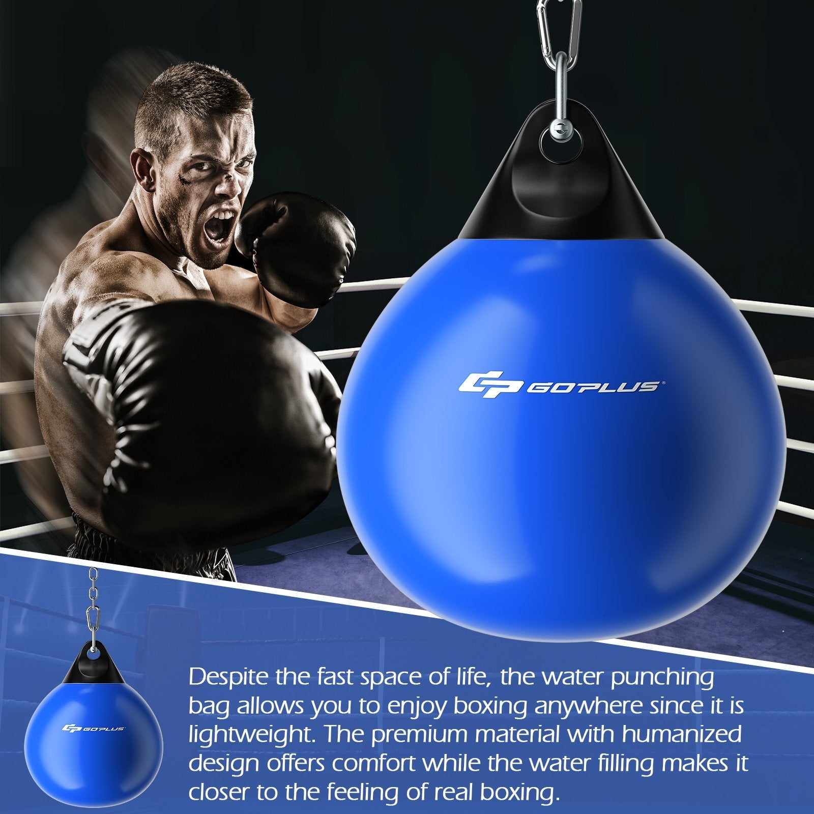 21 Inch Water Punching Bag with Adjustable Metal Chain, Blue Boxing & Martial Arts   at Gallery Canada