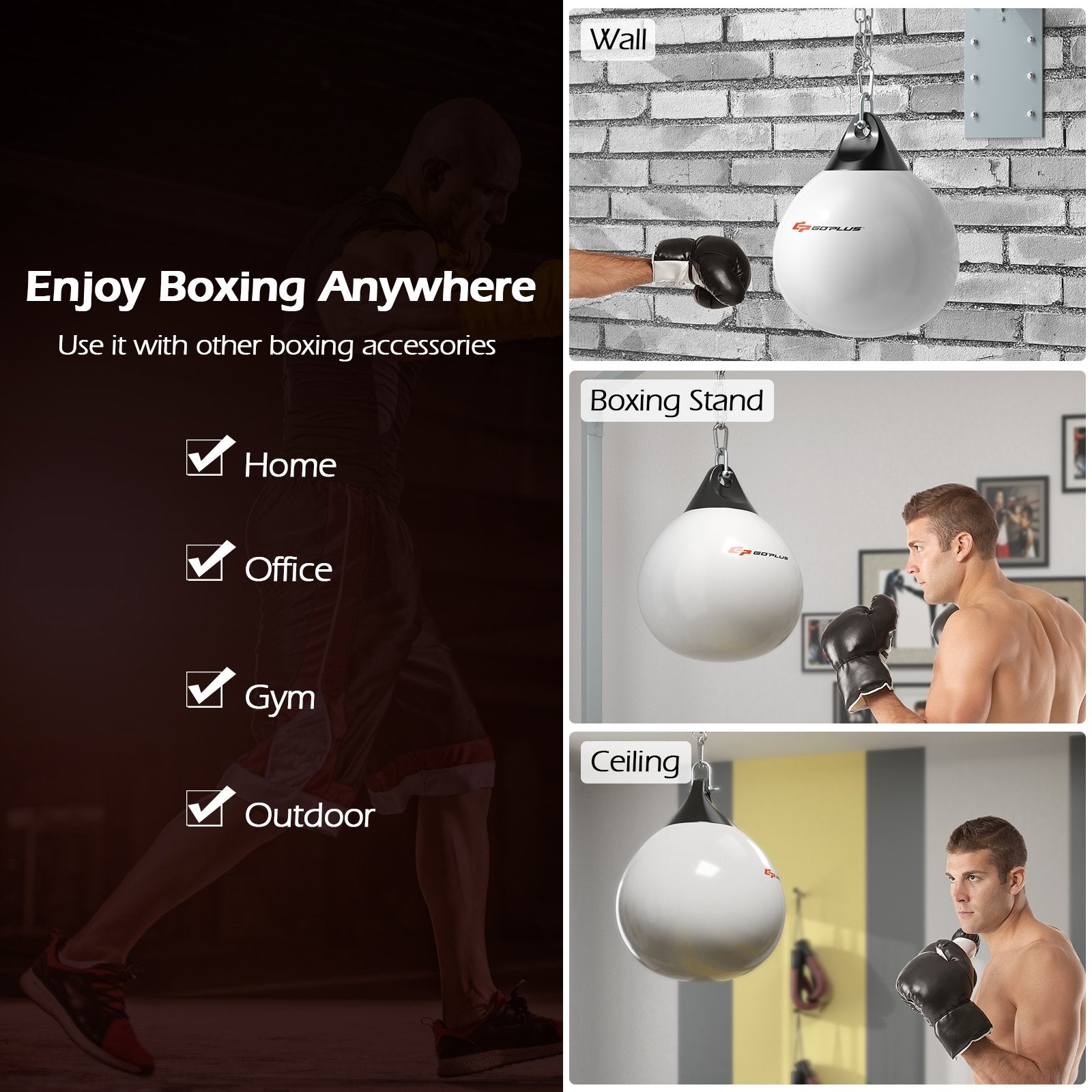 21 Inch Water Punching Bag with Adjustable Metal Chain, White Boxing & Martial Arts   at Gallery Canada