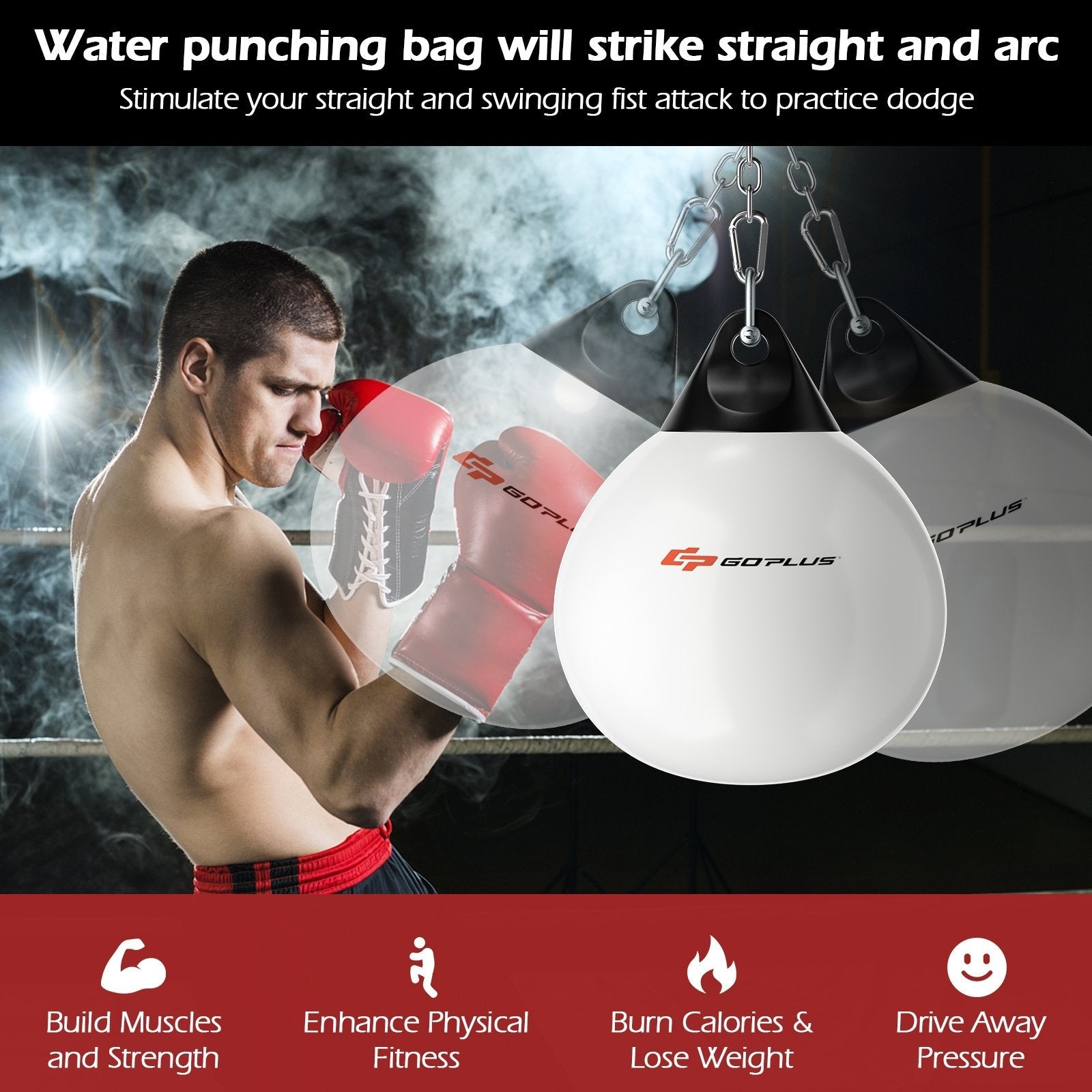 21 Inch Water Punching Bag with Adjustable Metal Chain, White Boxing & Martial Arts   at Gallery Canada