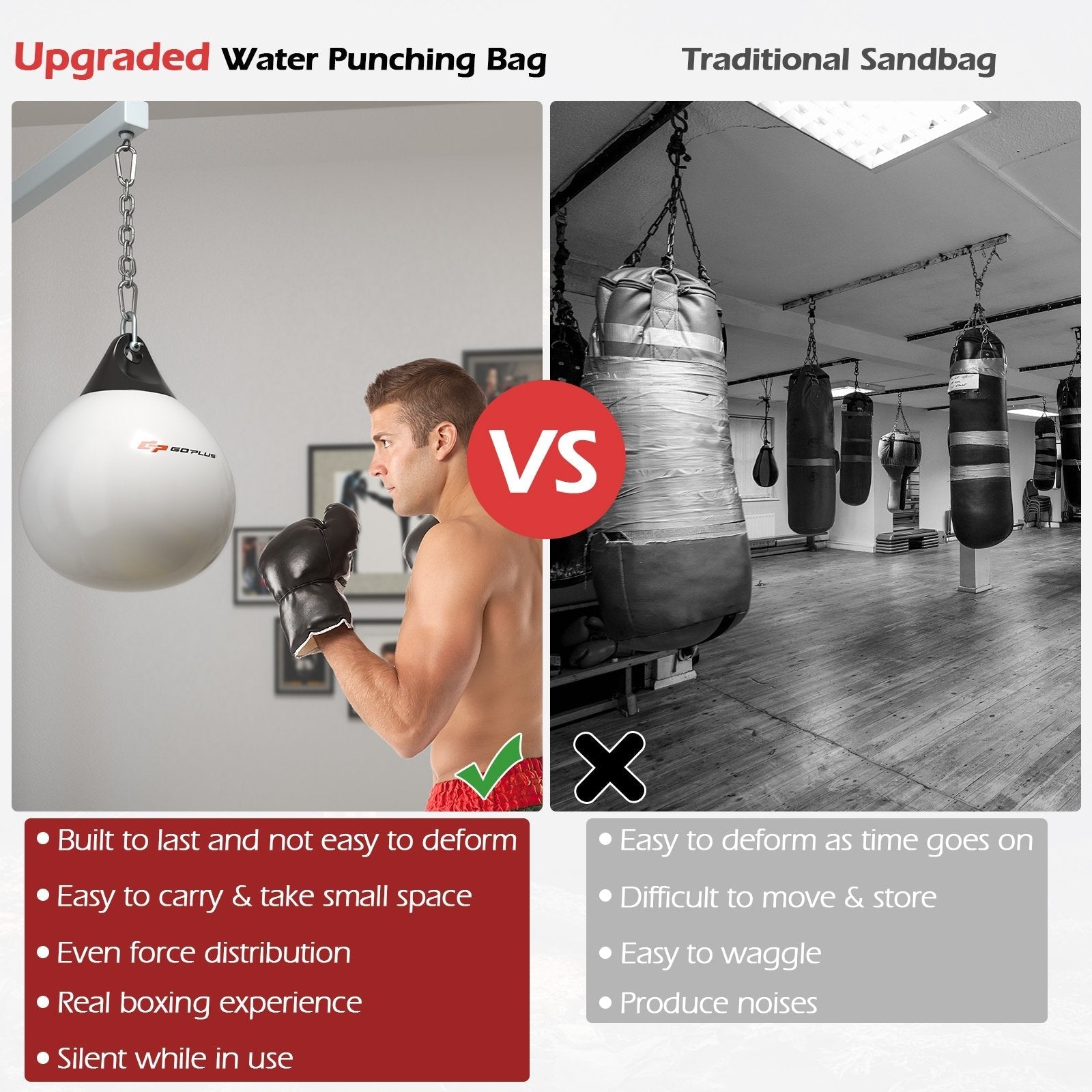 21 Inch Water Punching Bag with Adjustable Metal Chain, White Boxing & Martial Arts   at Gallery Canada