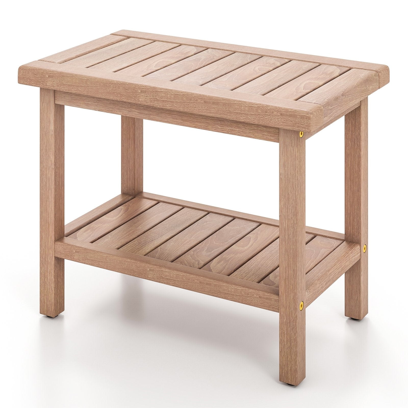 21 Inches Teak Shower Bench with Storage Shelf, Natural Bath Safety   at Gallery Canada