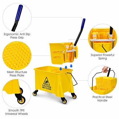 21 Quart Mop Bucket Side Press Wringer on Wheels With Panel, Yellow Vacuums & Cleaners   at Gallery Canada