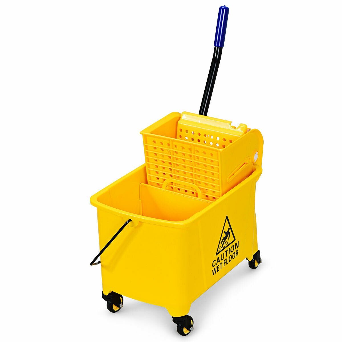 21 Quart Mop Bucket Side Press Wringer on Wheels With Panel, Yellow Vacuums & Cleaners   at Gallery Canada