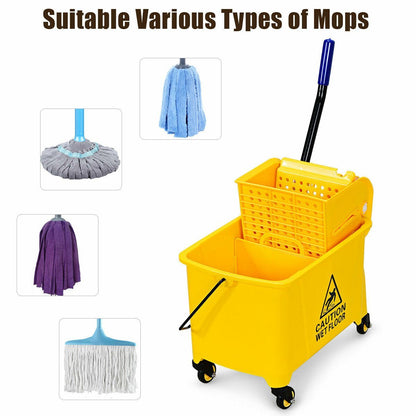 21 Quart Mop Bucket Side Press Wringer on Wheels With Panel, Yellow Vacuums & Cleaners   at Gallery Canada