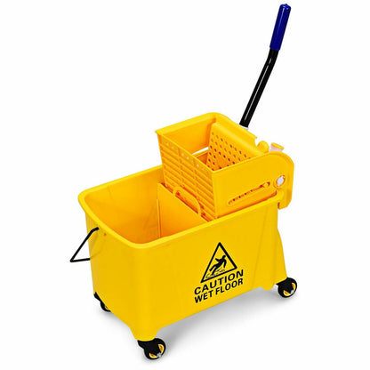 21 Quart Mop Bucket Side Press Wringer on Wheels With Panel, Yellow Vacuums & Cleaners   at Gallery Canada