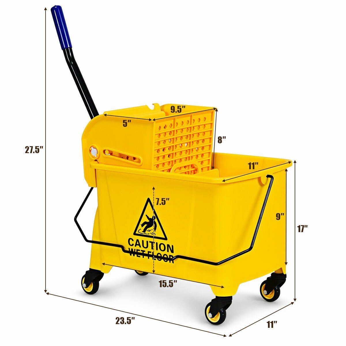 21 Quart Mop Bucket Side Press Wringer on Wheels With Panel, Yellow Vacuums & Cleaners   at Gallery Canada